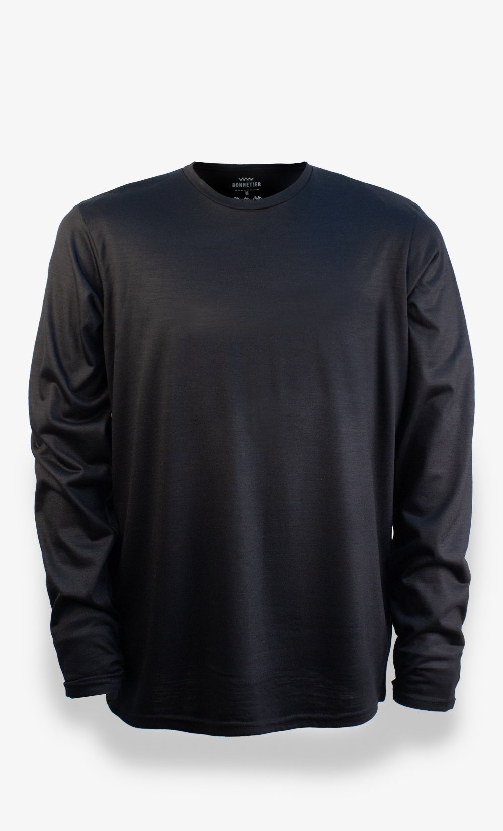 BONNETIER Men's Techcrew LS Merino Shirt - Black/Plain
