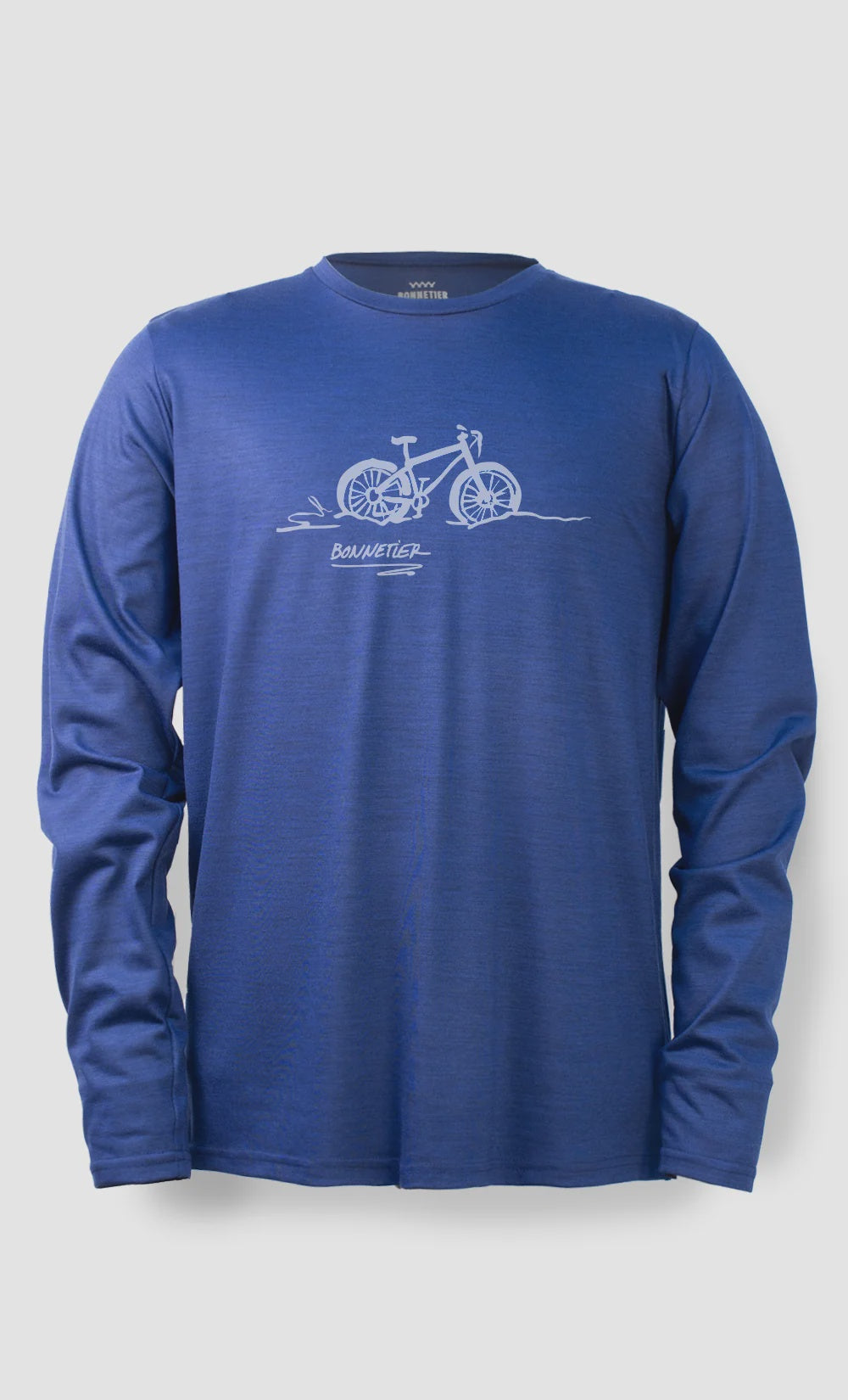 BONNETIER Men's Techcrew LS Merino Shirt - Heather Blue/Bike