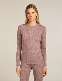 ICEBREAKER Women's Merino 260 Tech Vertex Long Sleeve Crewe Thermal Top Delta Lines - Summit/Blush