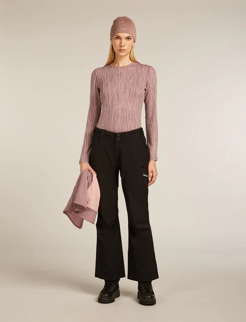 ICEBREAKER Women's Merino 260 Tech Vertex Long Sleeve Crewe Thermal Top Delta Lines - Summit/Blush