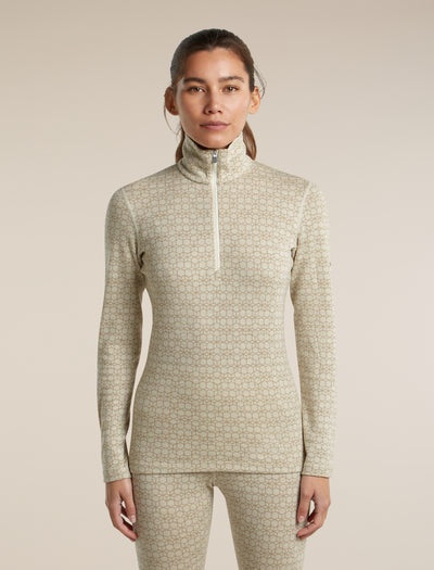 ICEBREAKER Women's M 260 Vertex Long Sleeve Half Zip AlpGeo - Undyed/Cumin