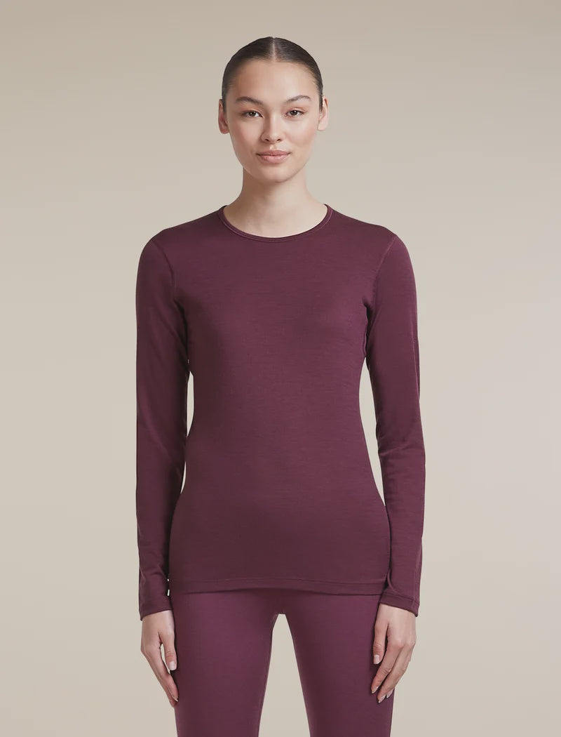 ICEBREAKER Women's 200 Oasis Long Sleeve Crewe - DK Berry