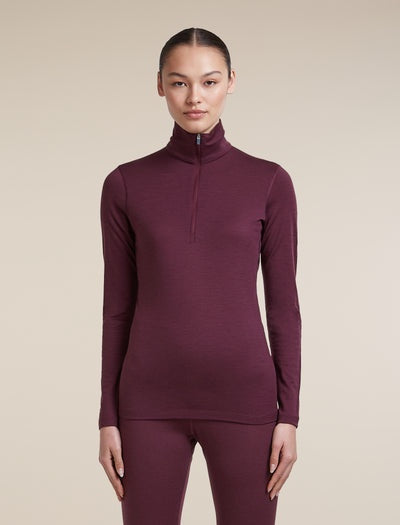ICEBREAKER Women's 200 Oasis Long Sleeve Half Zip - Dark Berry