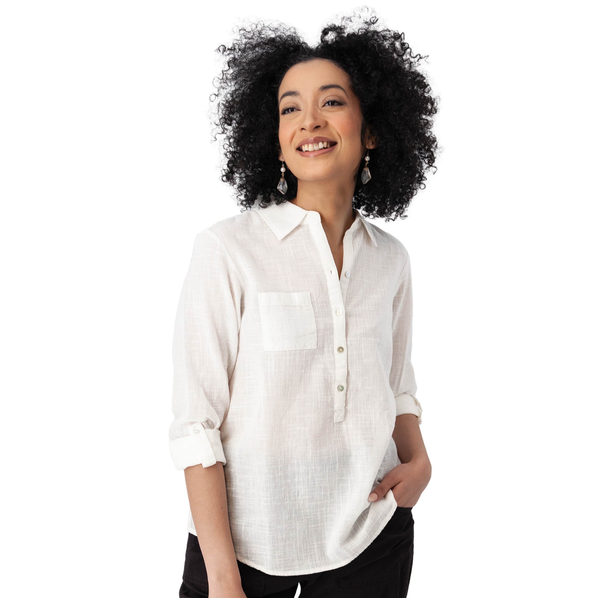 Aventura Laken Popover Top - White
