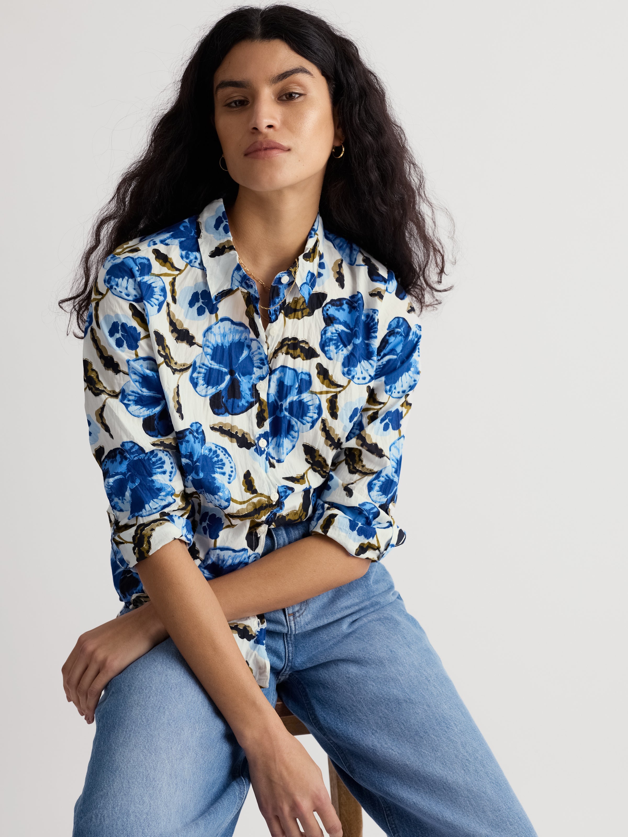 SEASALT Larissa Shirt - Spring Pansy Chalk