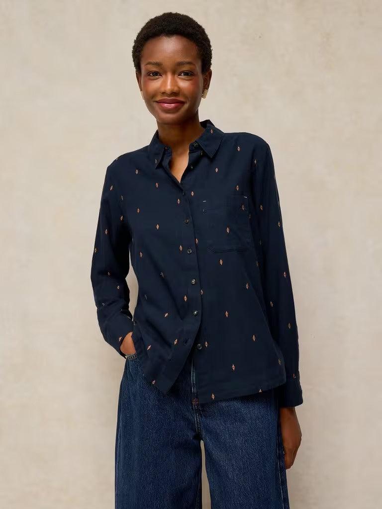 WHITE STUFF Women's Libby Organic Cotton Shirt - Dark Navy