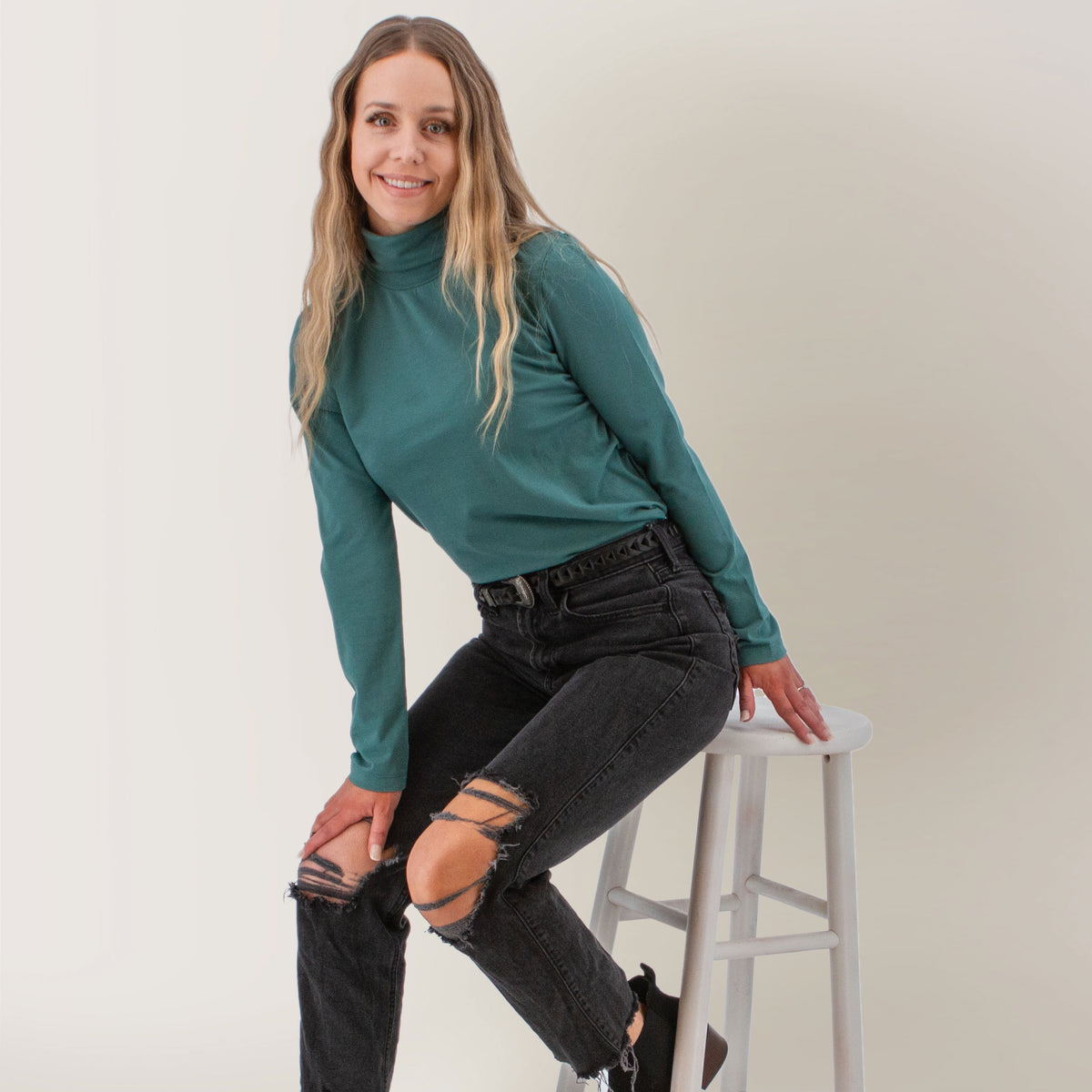 OLD RANCH - Women's Mariela Organic Turtleneck - 234 Sea Pine