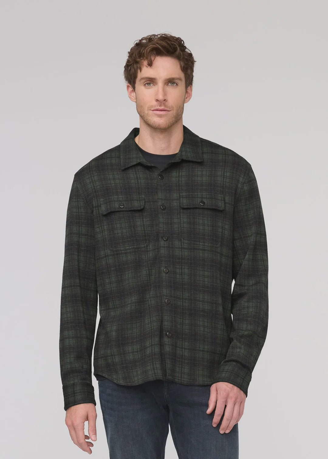 DU/ER Performance Flannel Button Down - Heather Charcoal Plaid