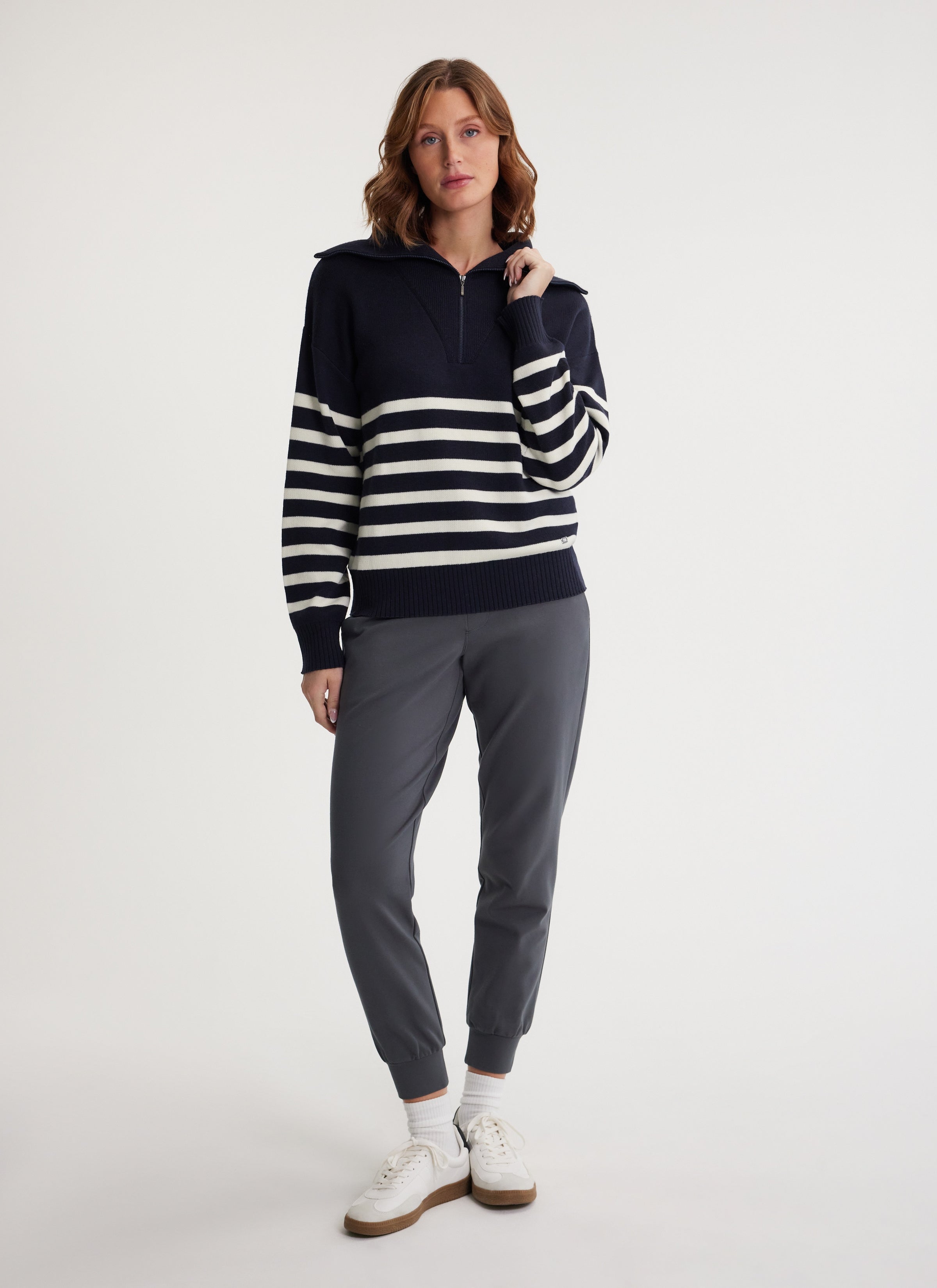 FIG Zina 1/4 Zip Sweater - Night-Pearl Combo