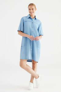 CUP OF JOE Nikki Relaxed Dress - Light Blue