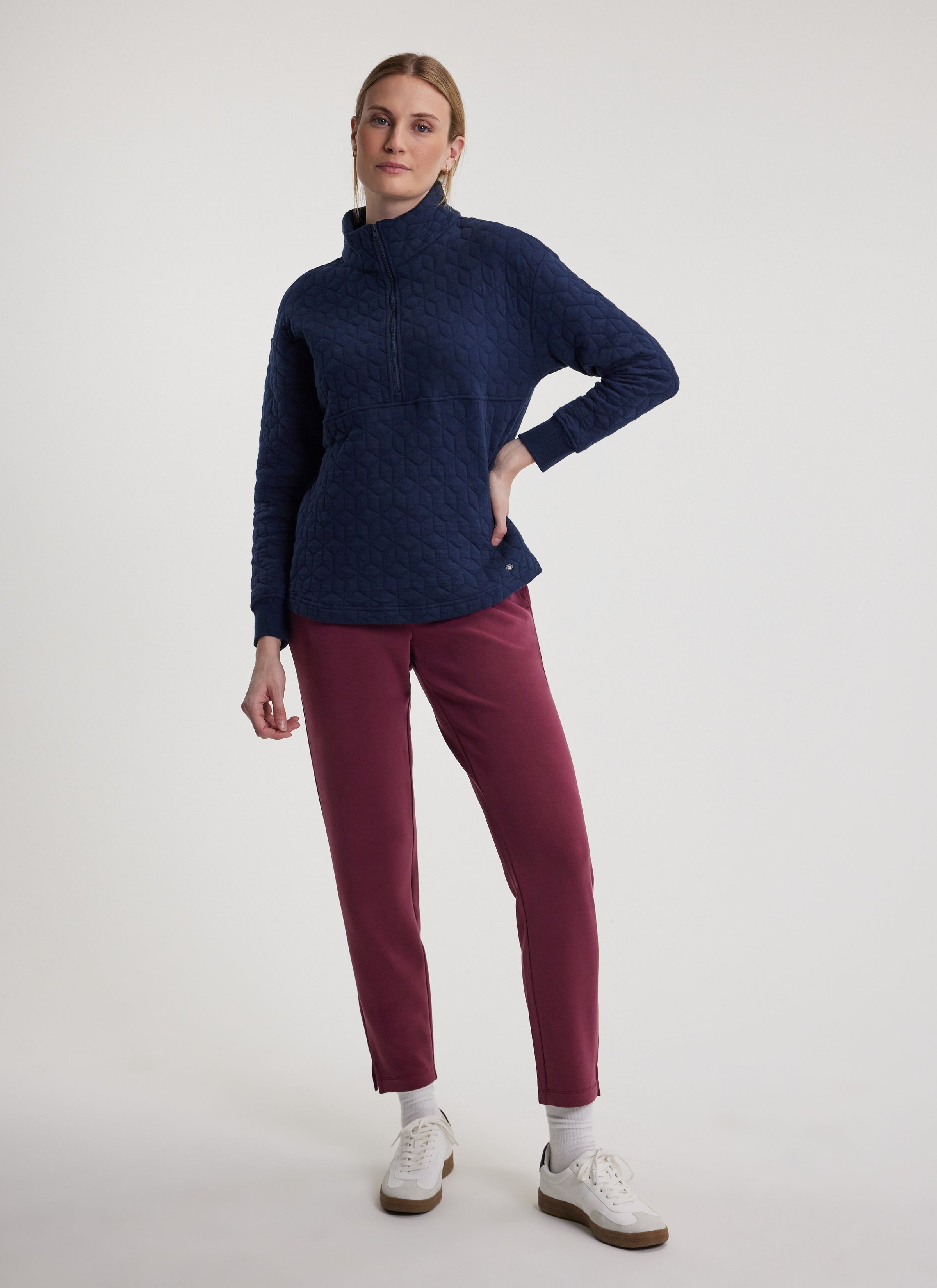 FIG Freya 1/2 Zip Long Quilted Sweater - Night