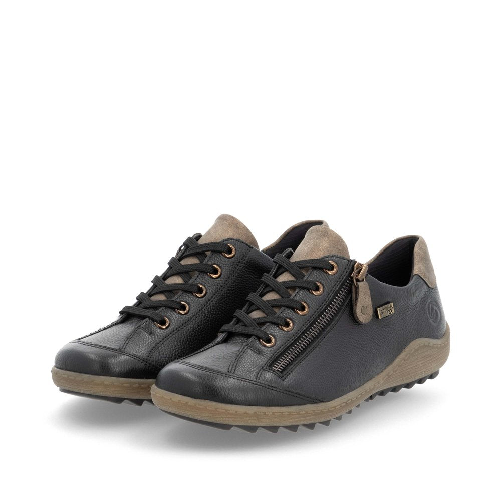 REMONTE Women's Sneaker R1402 Liv - Black & Taupe