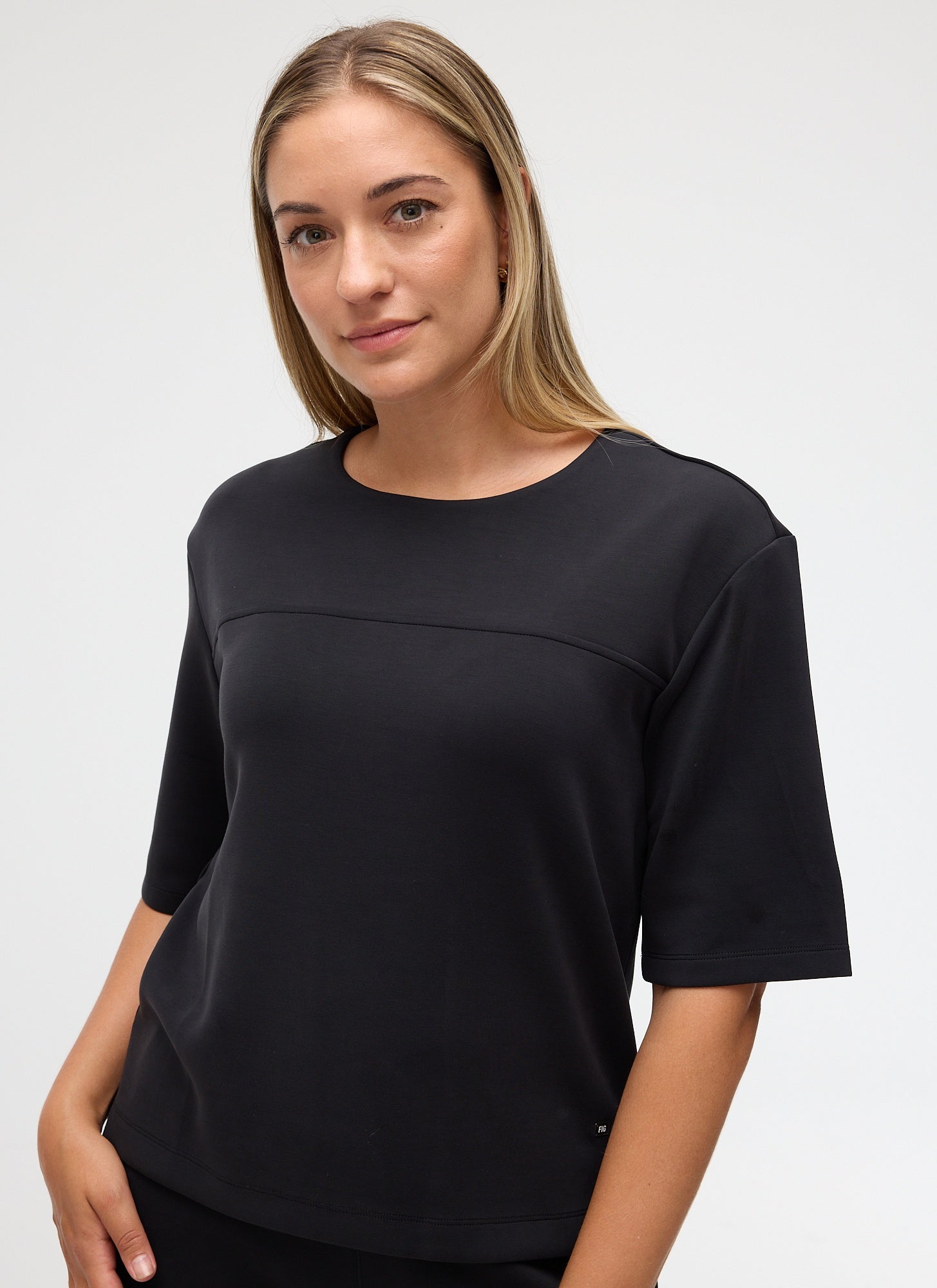 FIG Nerida Short Sleeve Top - Black