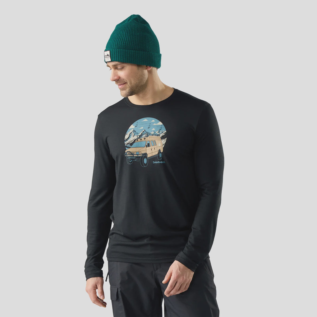 SMARTWOOL Men's First Chair Pursuit Active Long Sleeve - Graphite Black