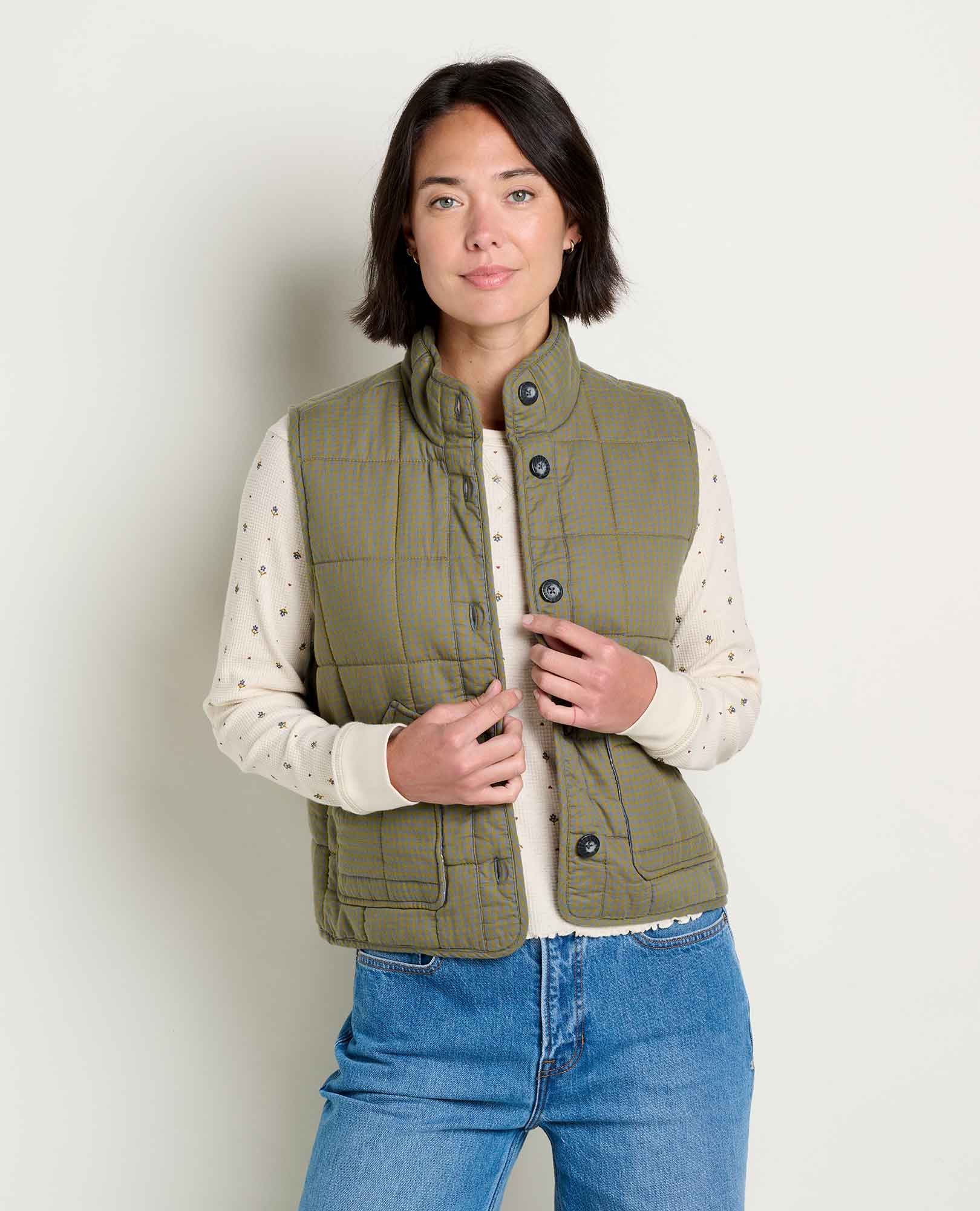 TOAD & CO Women's Manzana Quilted Vest - Green Moss Pattern