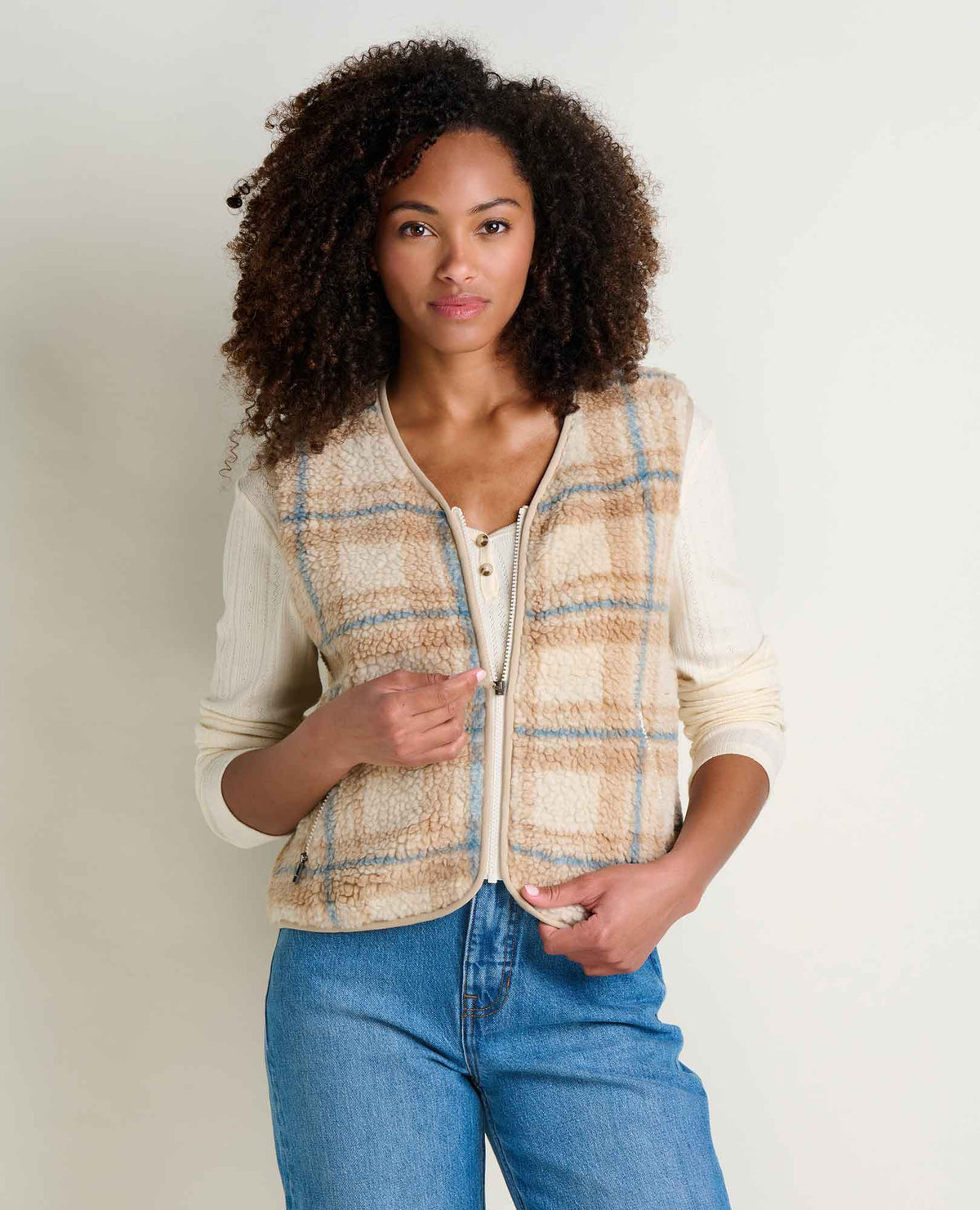 TOAD & CO Women's Sespe Sherpa Vest - Limestone Pattern