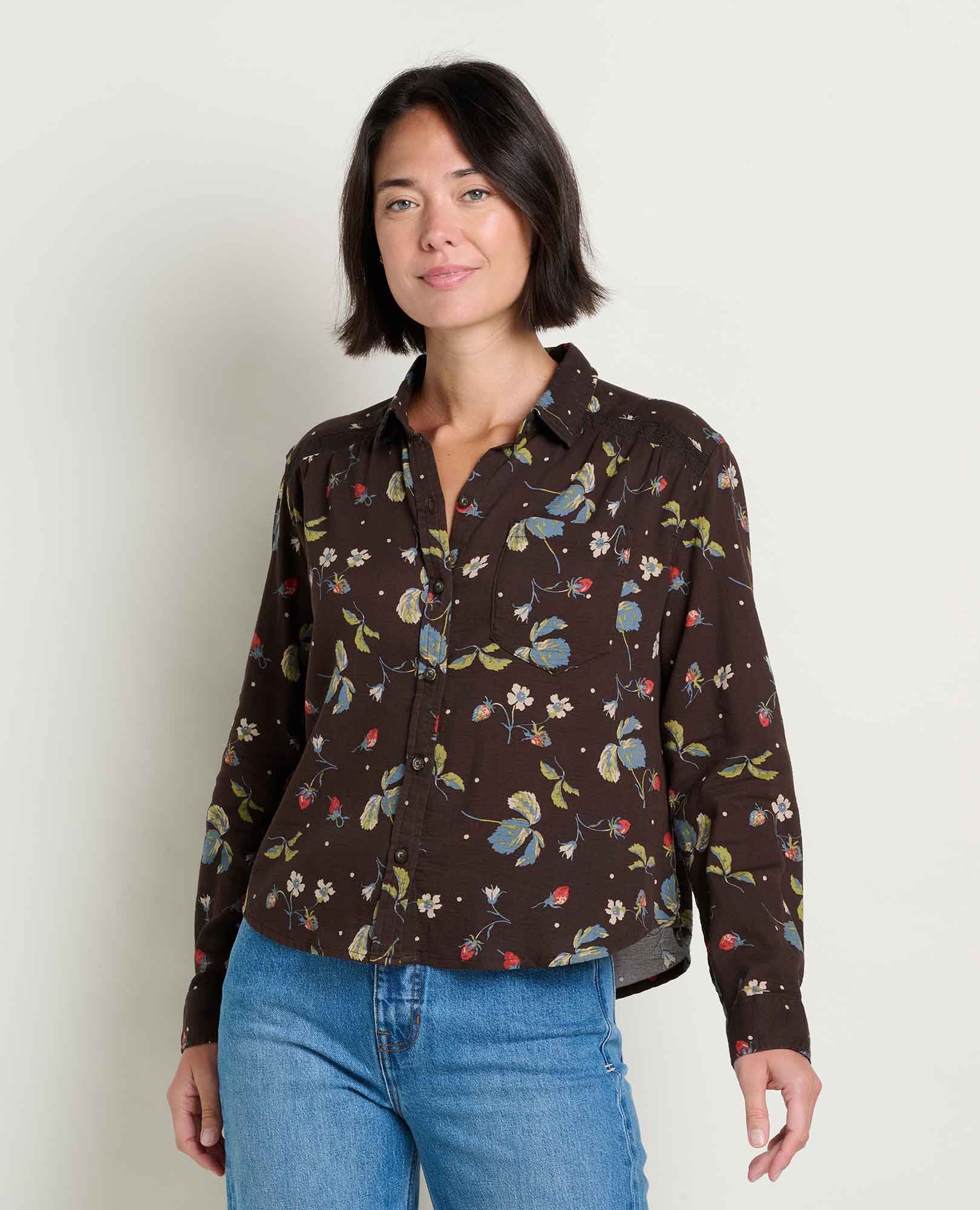 TOAD & CO Women's Manzana Boxy Long Sleeve Shirt - Barnwood Print