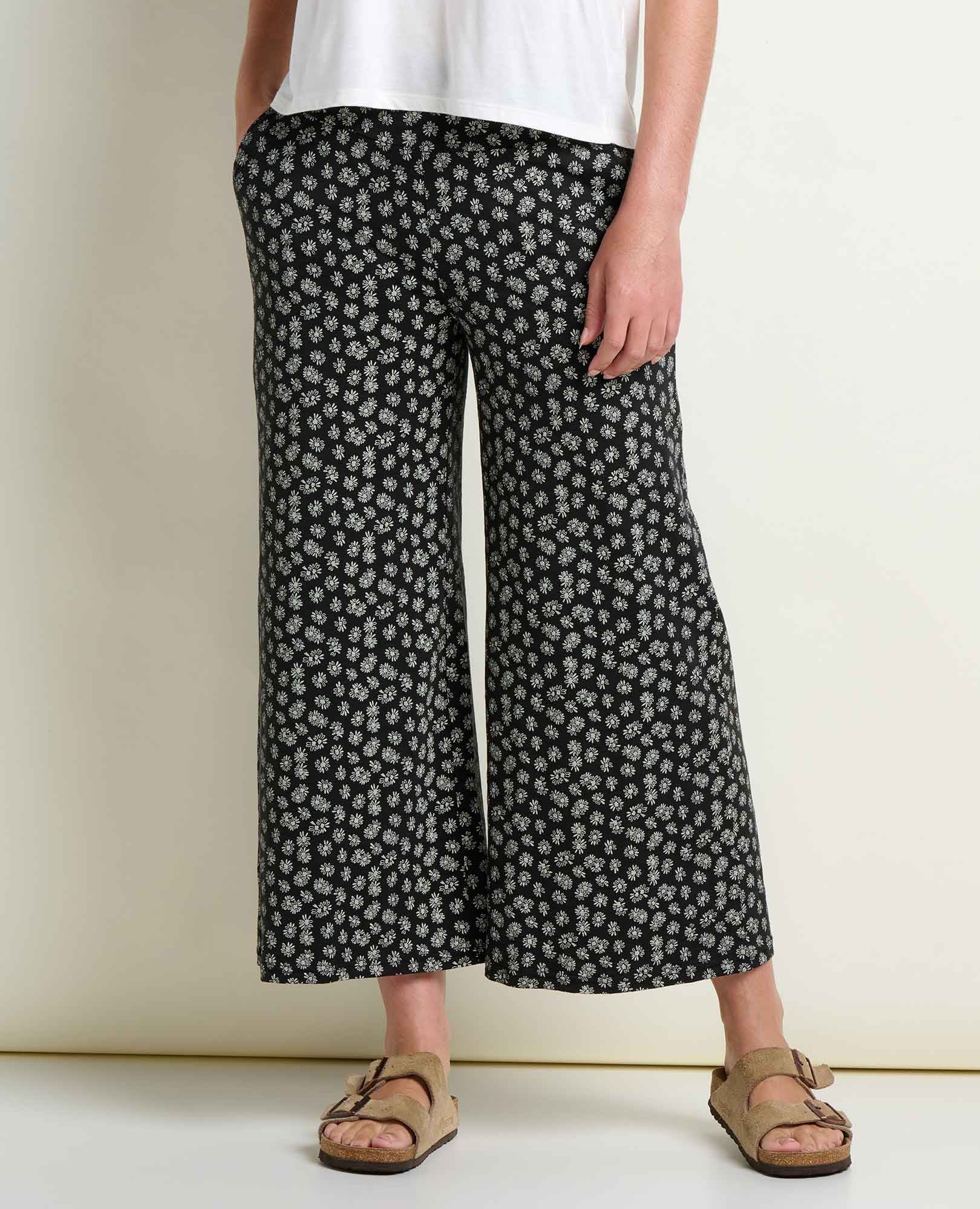 TOAD & CO. Women's Chaka Wide Leg Crop Pant - Black and Salt Print