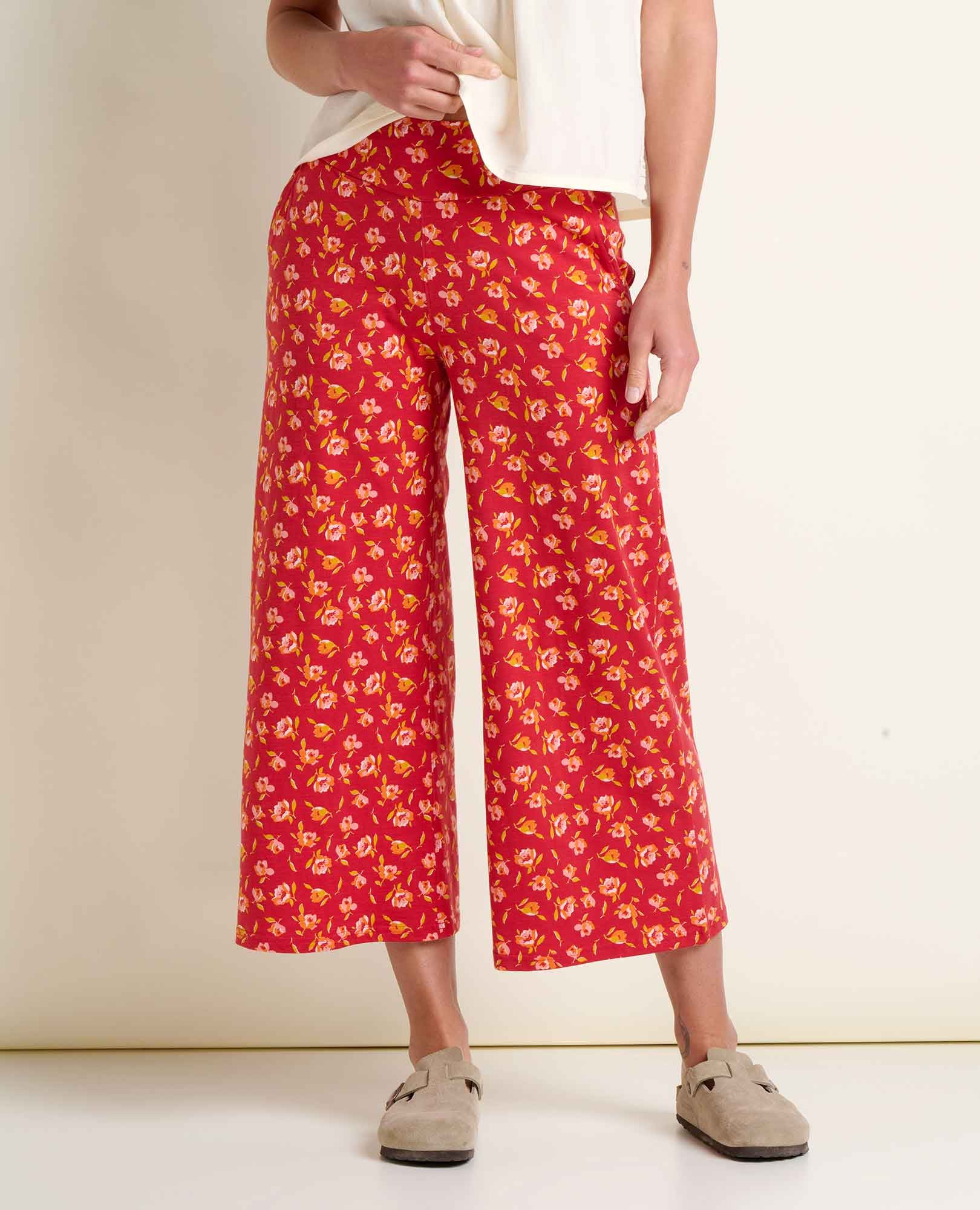 TOAD & CO. Women's Chaka Wide Leg Crop Pant - Crabapple Print