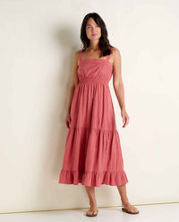 TOAD & CO. Women's Taj Hemp Tiered Midi Dress - Dusty Cedar