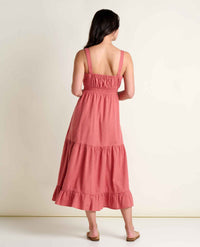 TOAD & CO. Women's Taj Hemp Tiered Midi Dress - Dusty Cedar