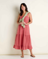 TOAD & CO. Women's Taj Hemp Tiered Midi Dress - Dusty Cedar