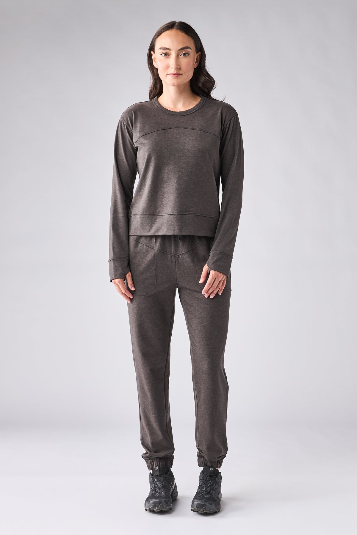 INDYEVA Belar Crewneck Long Sleeve Top - Mercure