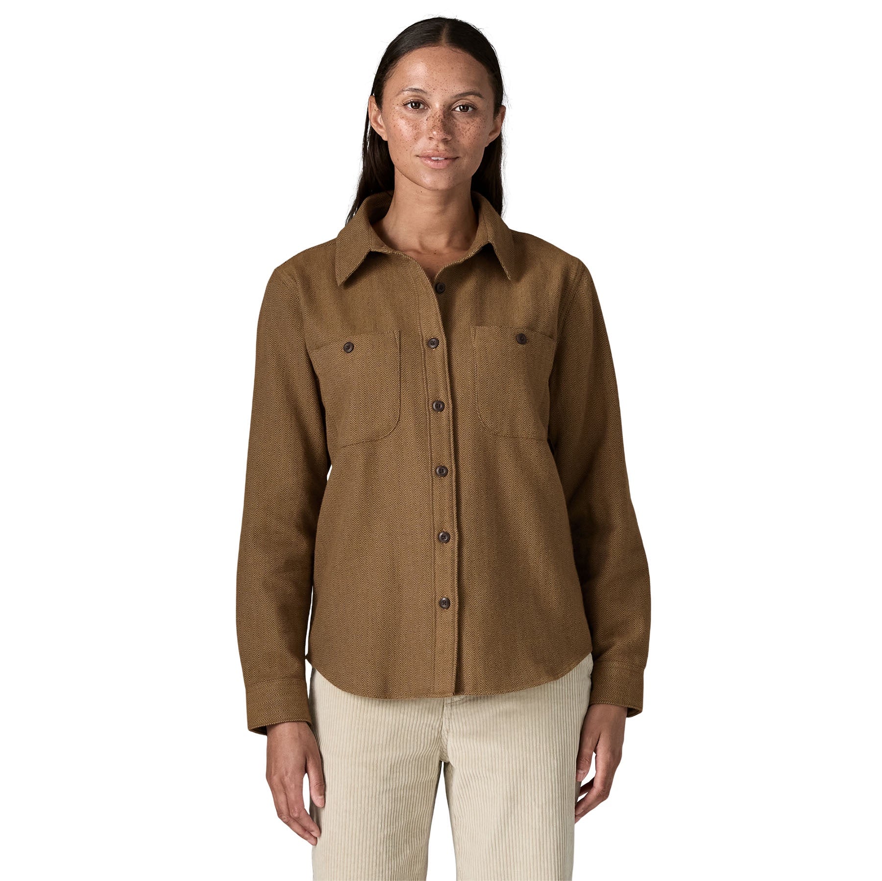 PATAGONIA Women's Fjord Flannel Shirt - Tundra Twill/Den Brown
