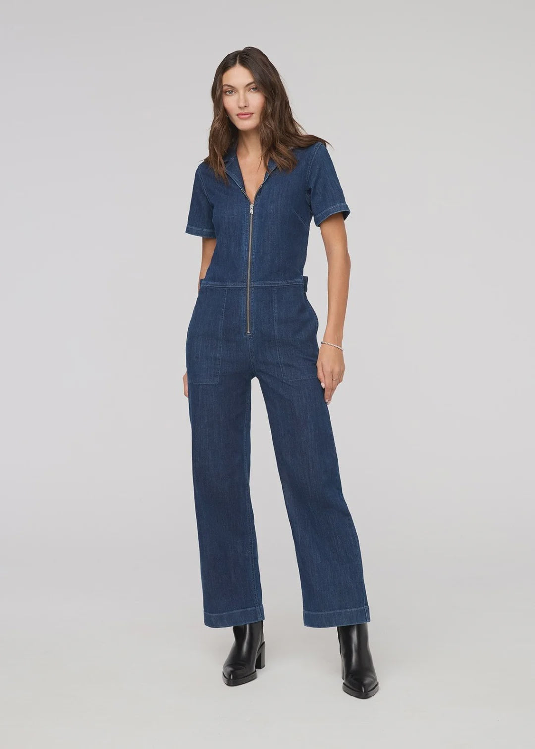 DU/ER Women's Performance Denim Short Sleeve Jumpsuit