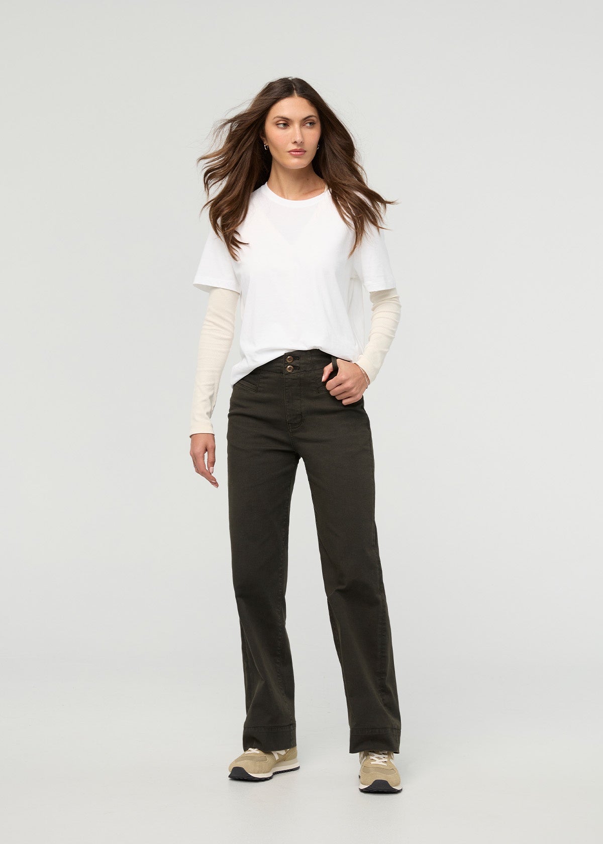 DUER Women's FlexTwill High Rise Trouser - Evergreen