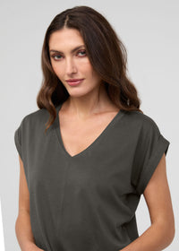 DU/ER Women's PurePima Dolman V-Neck - Evergreen