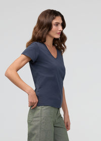 DU/ER Women's PurePima Slim V-Neck - Navy