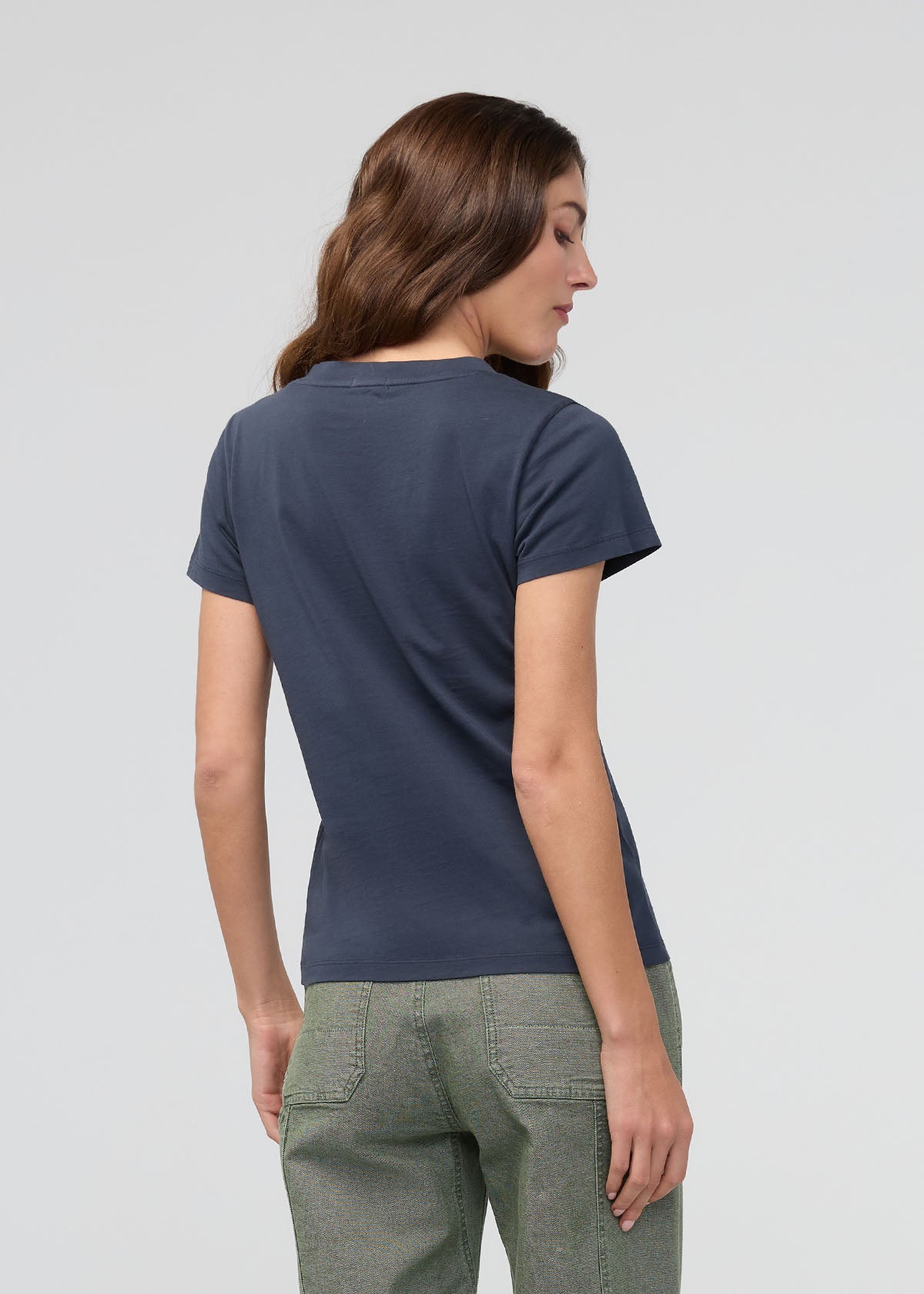 DU/ER Women's PurePima Slim V-Neck - Navy