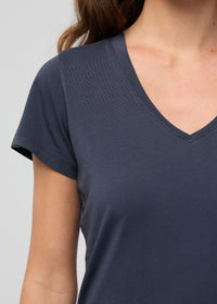 DU/ER Women's PurePima Slim V-Neck - Navy