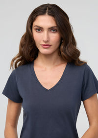 DU/ER Women's PurePima Slim V-Neck - Navy