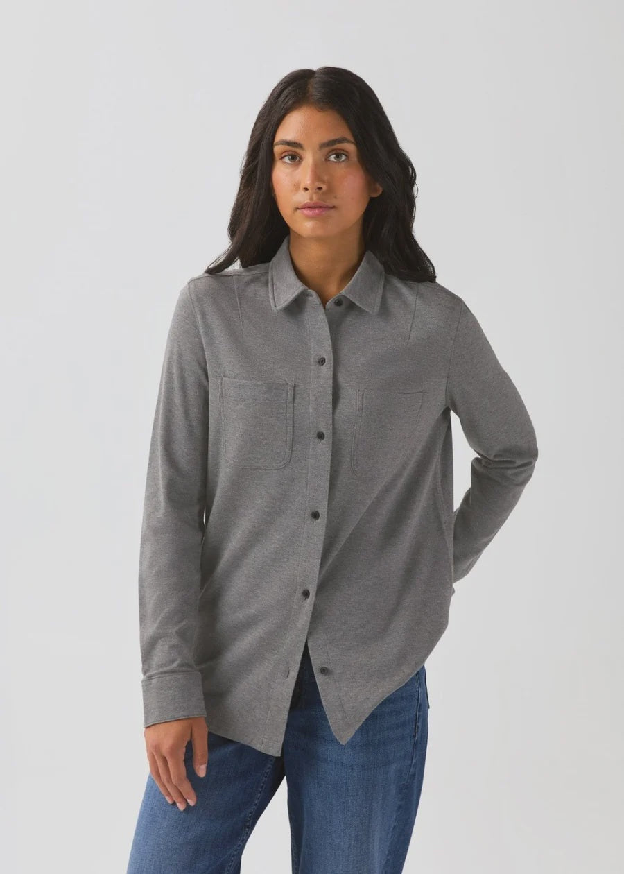 DUER Women's Performance Flannel Lite Two-Pocket Shirt - Heather Grey