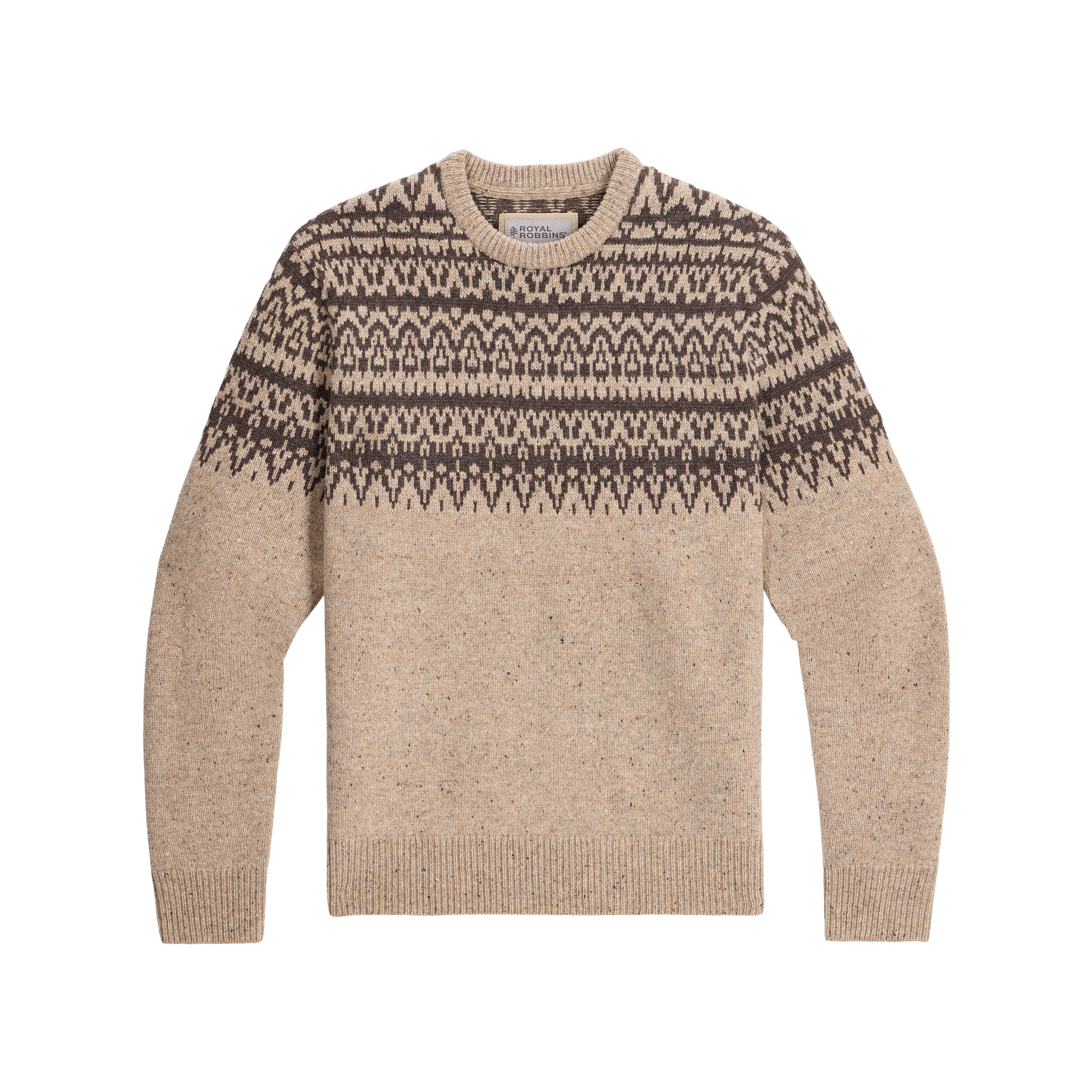 ROYAL ROBBINS Men's Arch Rock Crew Long Sleeve - Sandstone Heather Print