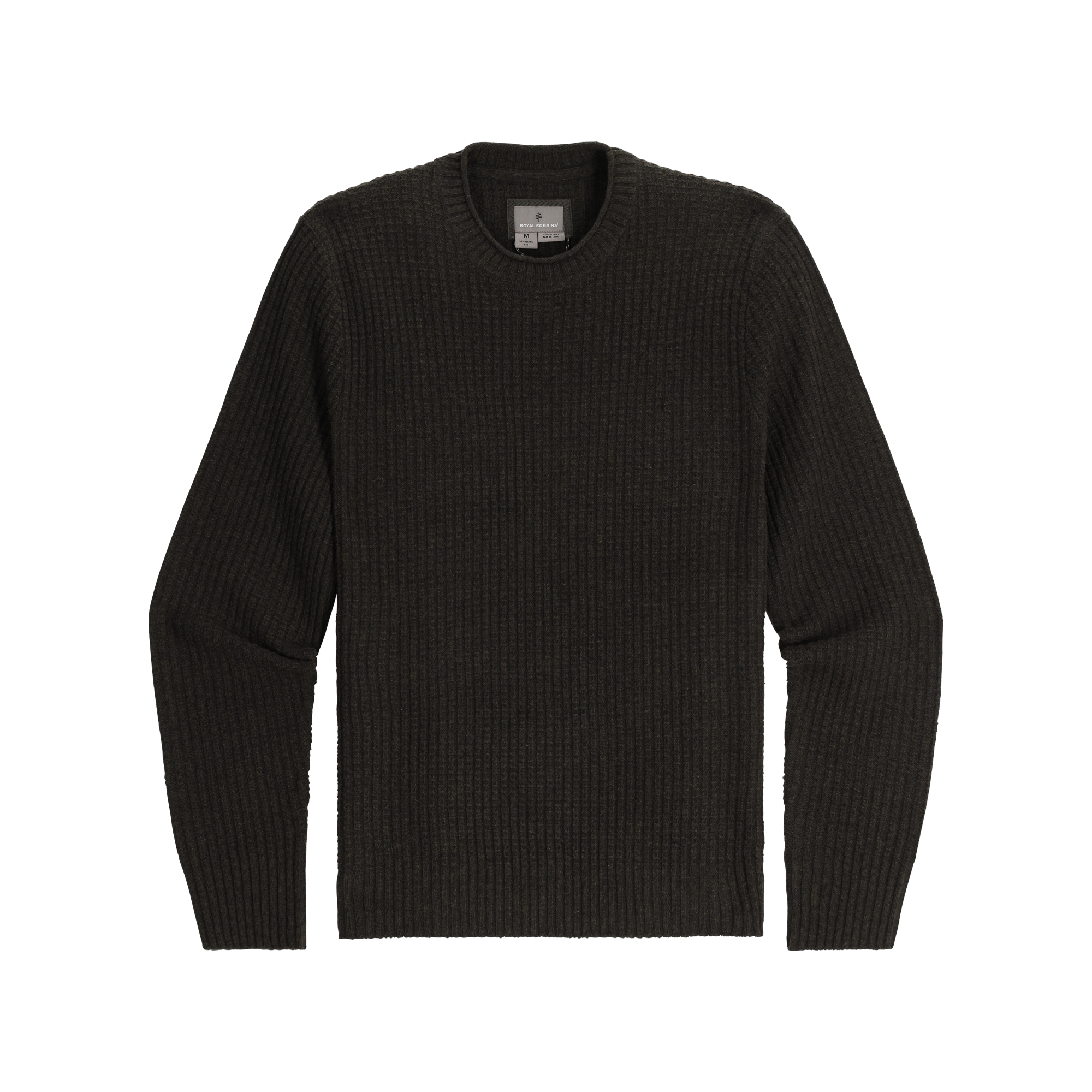 ROYAL ROBBINS Men's Rockcraft Waffle Crew - Black Olive Heather