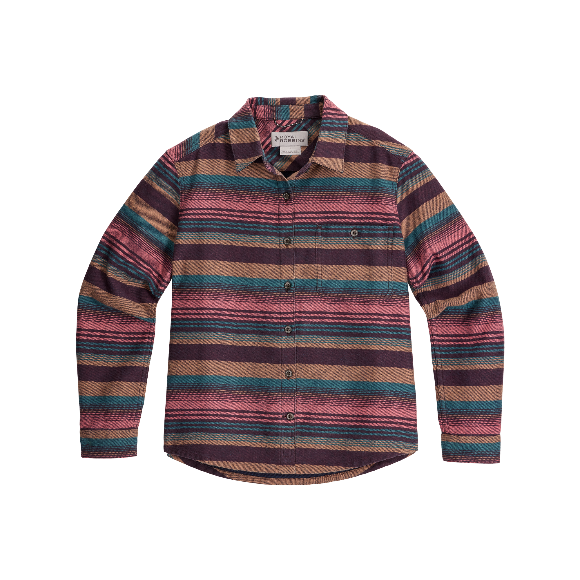 ROYAL ROBBINS Women's Clouds Rest Hemp Long Sleeve - Huckleberry Alder Stripe
