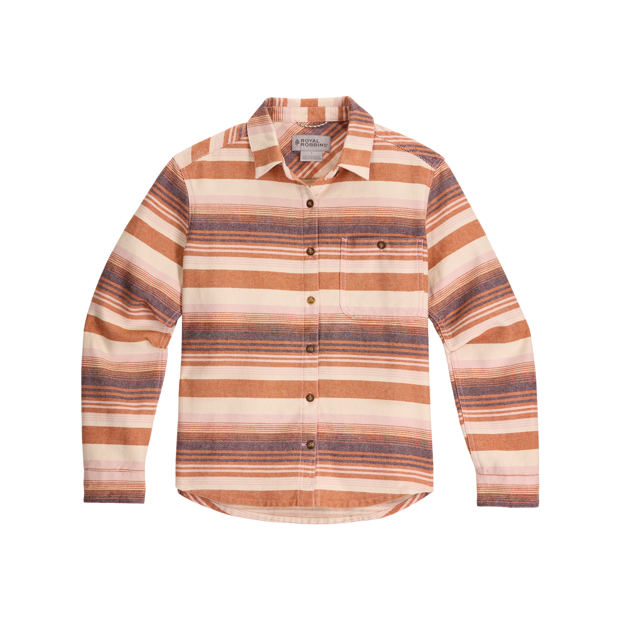 ROYAL ROBBINS Women's Clouds Rest Hemp Long Sleeve - Amber Alder Stripe