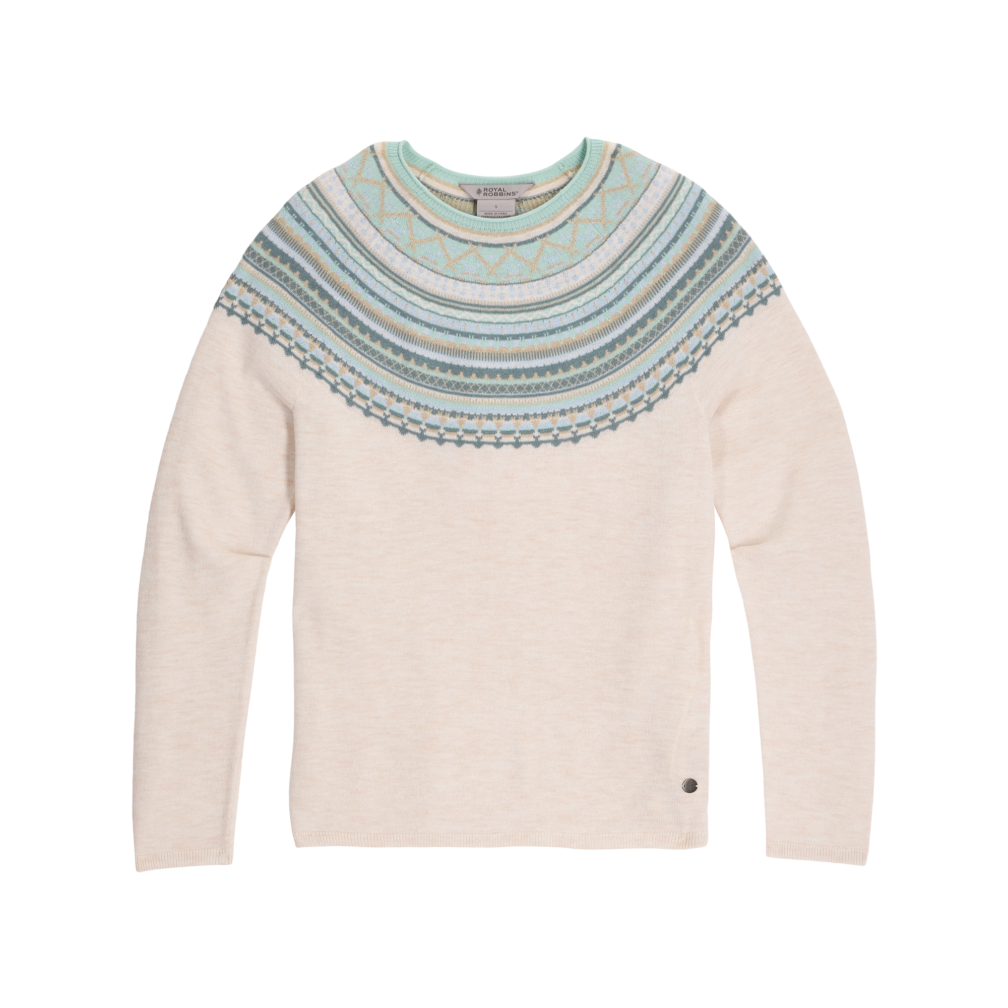 ROYAL ROBBINS Women's Westlands Fairisle Crew - Chalk Heather Print