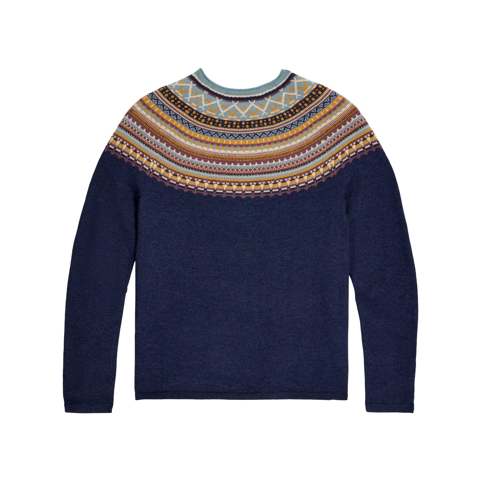 ROYAL ROBBINS Women's Westlands Fairisle Crew - Deep Blue Heather Print