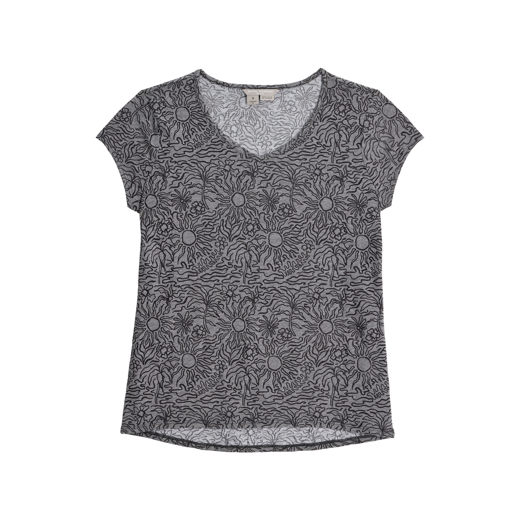 ROYAL ROBBINS Women's Featherweight Tee - Charcoal Htr Sunburst Pt