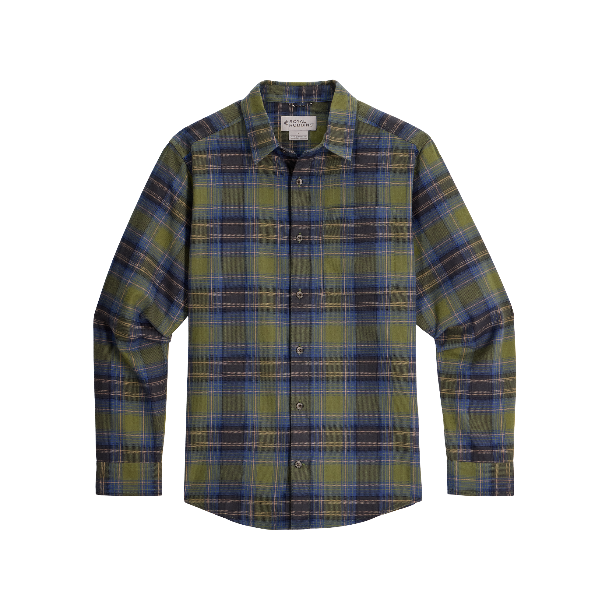 ROYAL ROBBINS Men's Lieback Organic Cotton Flannel Long Sleeve - Olive Oak Plaid