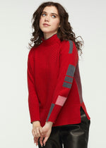 W's Check Funnel Sweater - Ruby