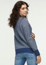 W's Zip Collar Sweater- Indigo