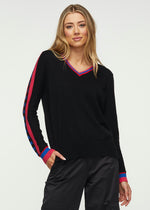 W's Jacquard Sleeve Sweater - Black