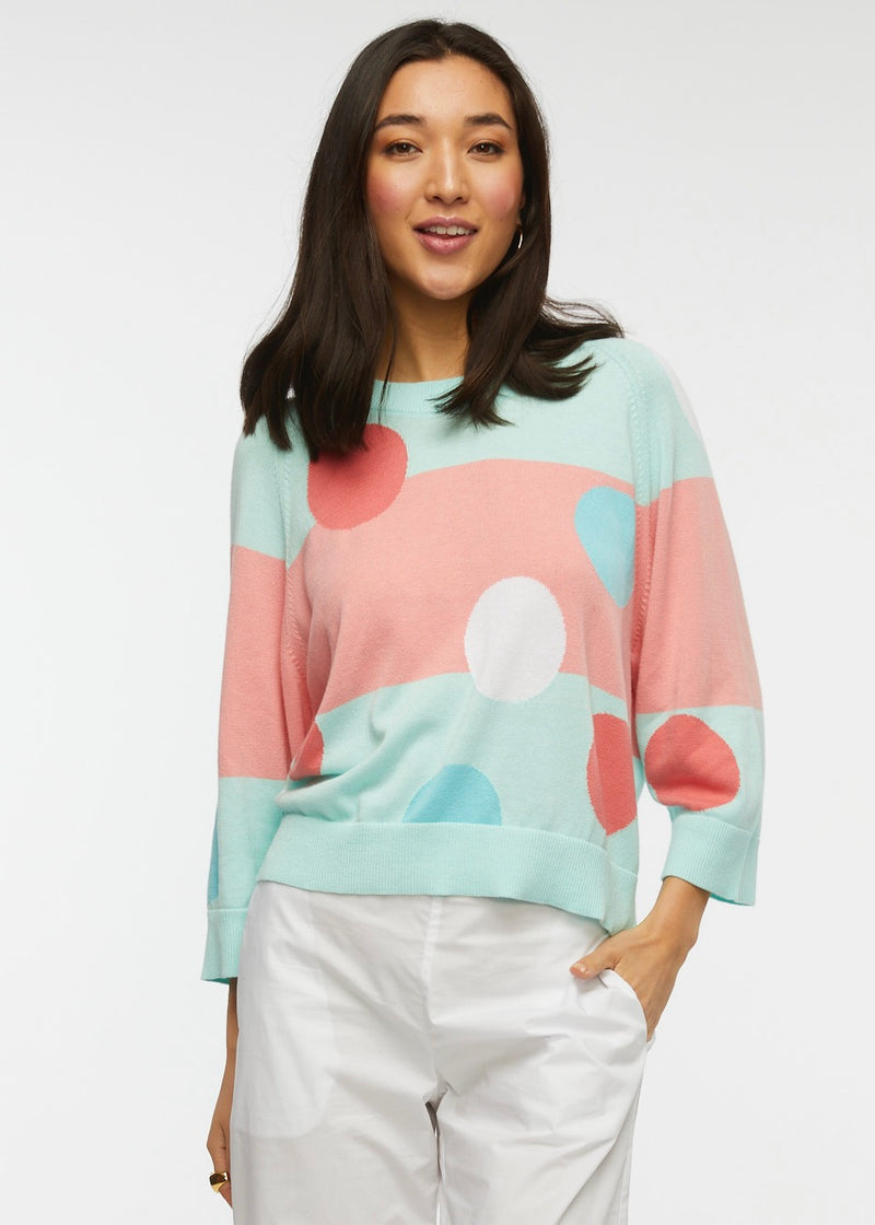 W's Spot-Stripe Sweater - Celeste