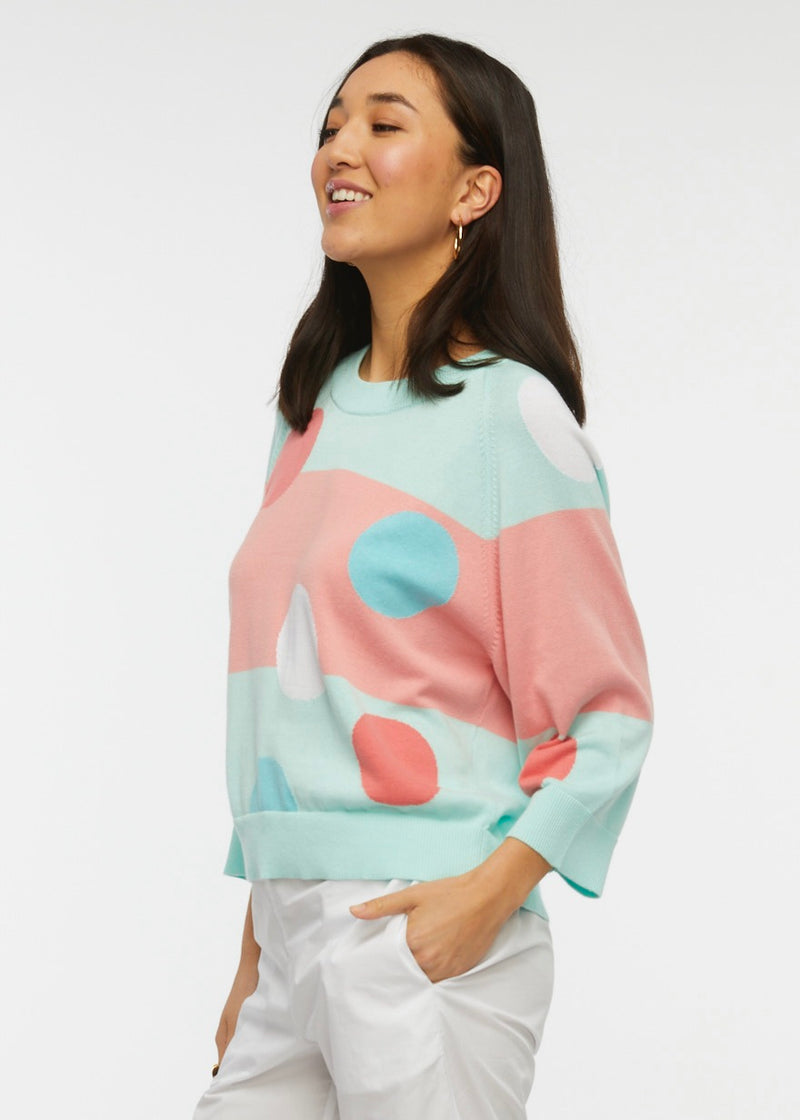 W's Spot-Stripe Sweater - Celeste