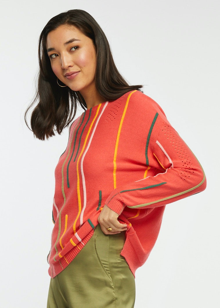 W's Ottoman Detail Sweater - Coral